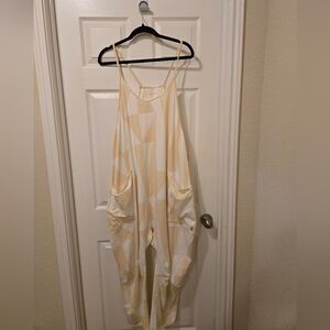Free People Cream Geometric Jumpsuit